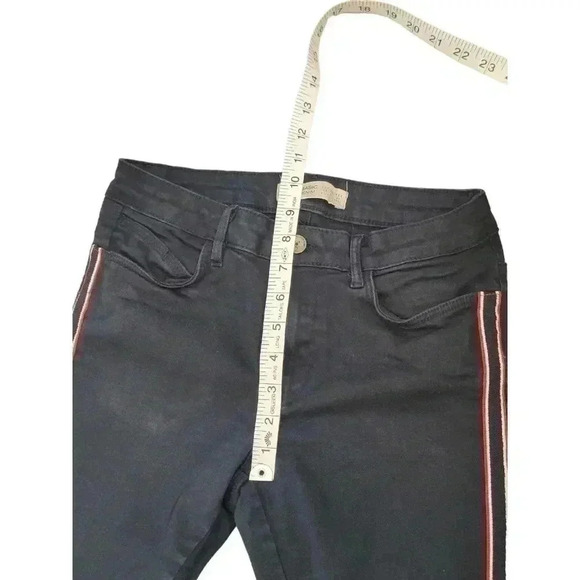 Zara Basics Z1975 Denim Navy Skinny Jeans Red White Stripe Sides Stretchy Size 4 - Picture 10 of 12
